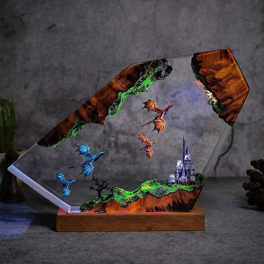Dragon Castle Resin Lamp