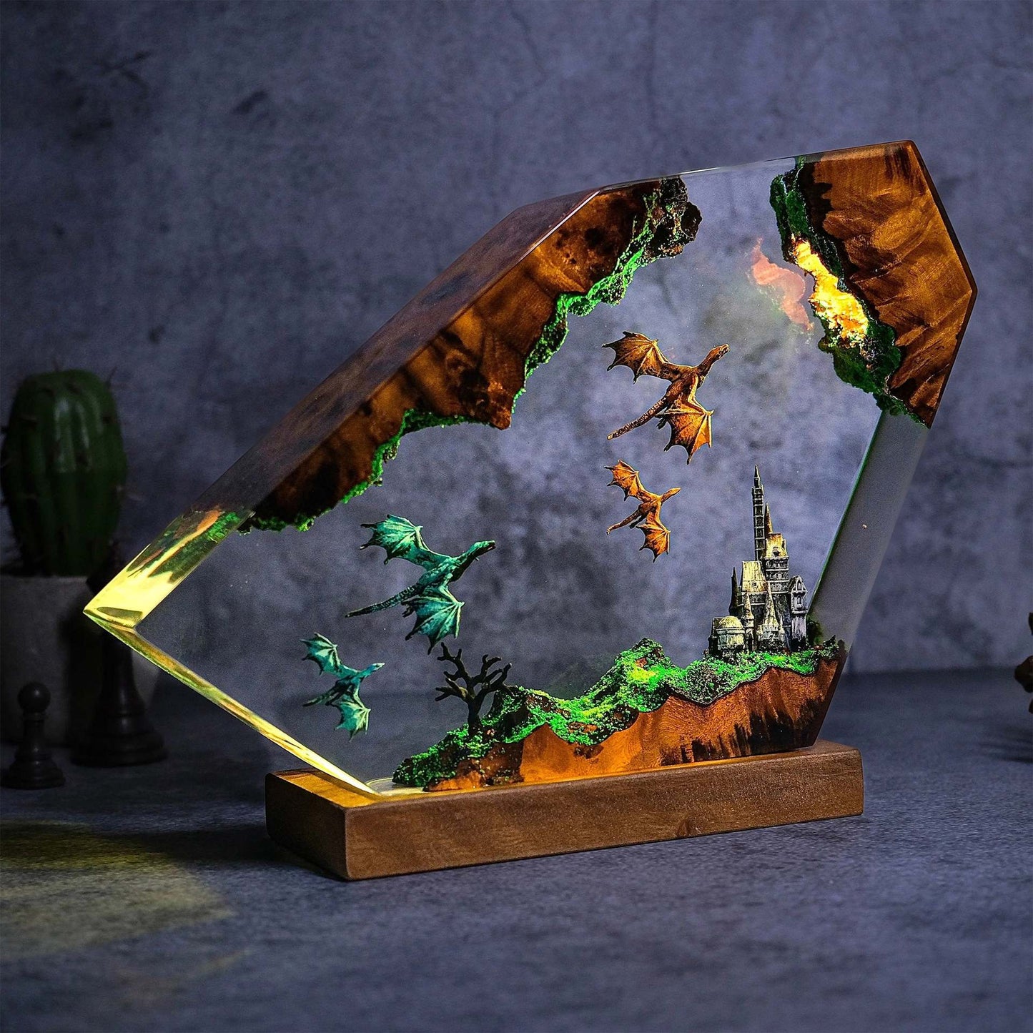 Dragon Castle Resin Lamp