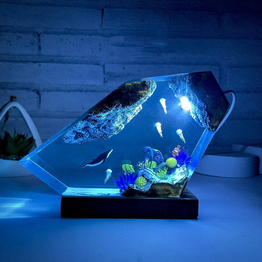 Whale & Jellyfish Resin Lamp