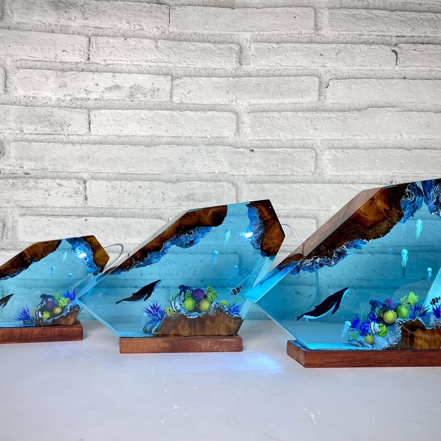 Whale & Jellyfish Resin Lamp