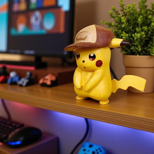Handmade Pikachu Wooden Figurine