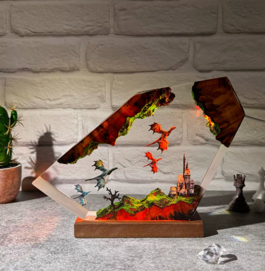Dragon Castle Resin Lamp