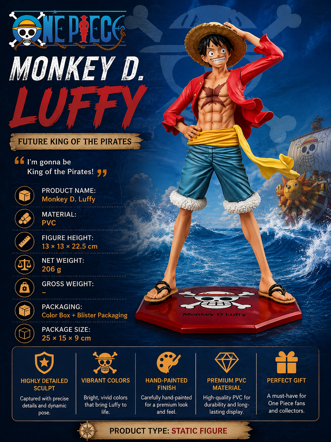 One Piece Monkey D. Luffy Figure – Future King Of The Pirates Statue