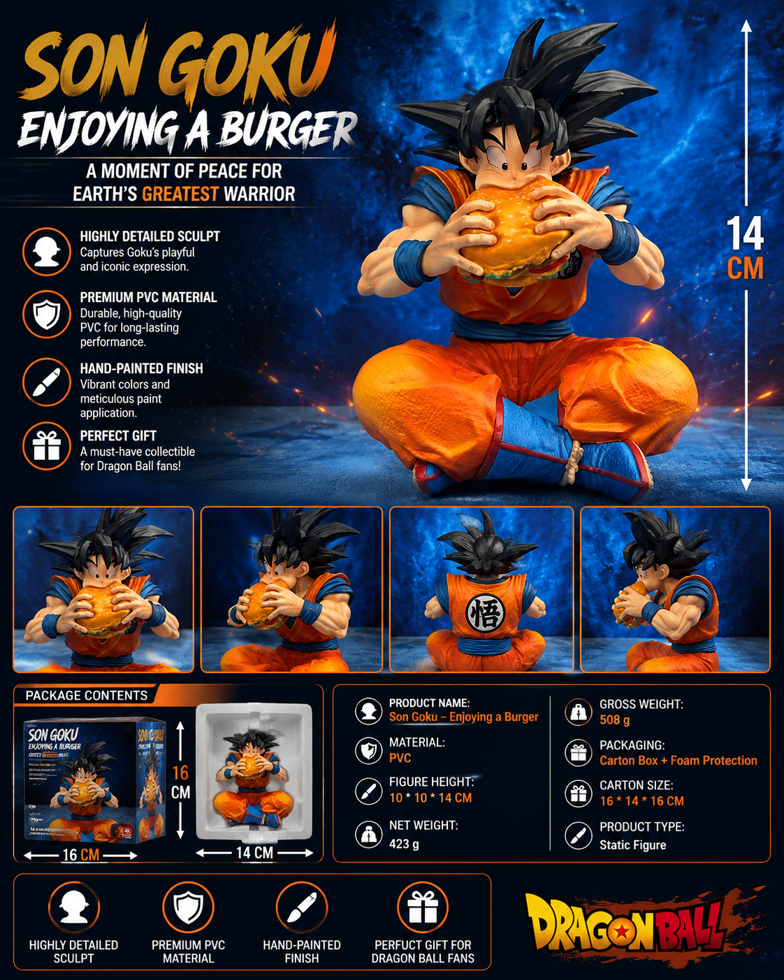 Dragon Ball Son Goku Enjoying a Burger Figure