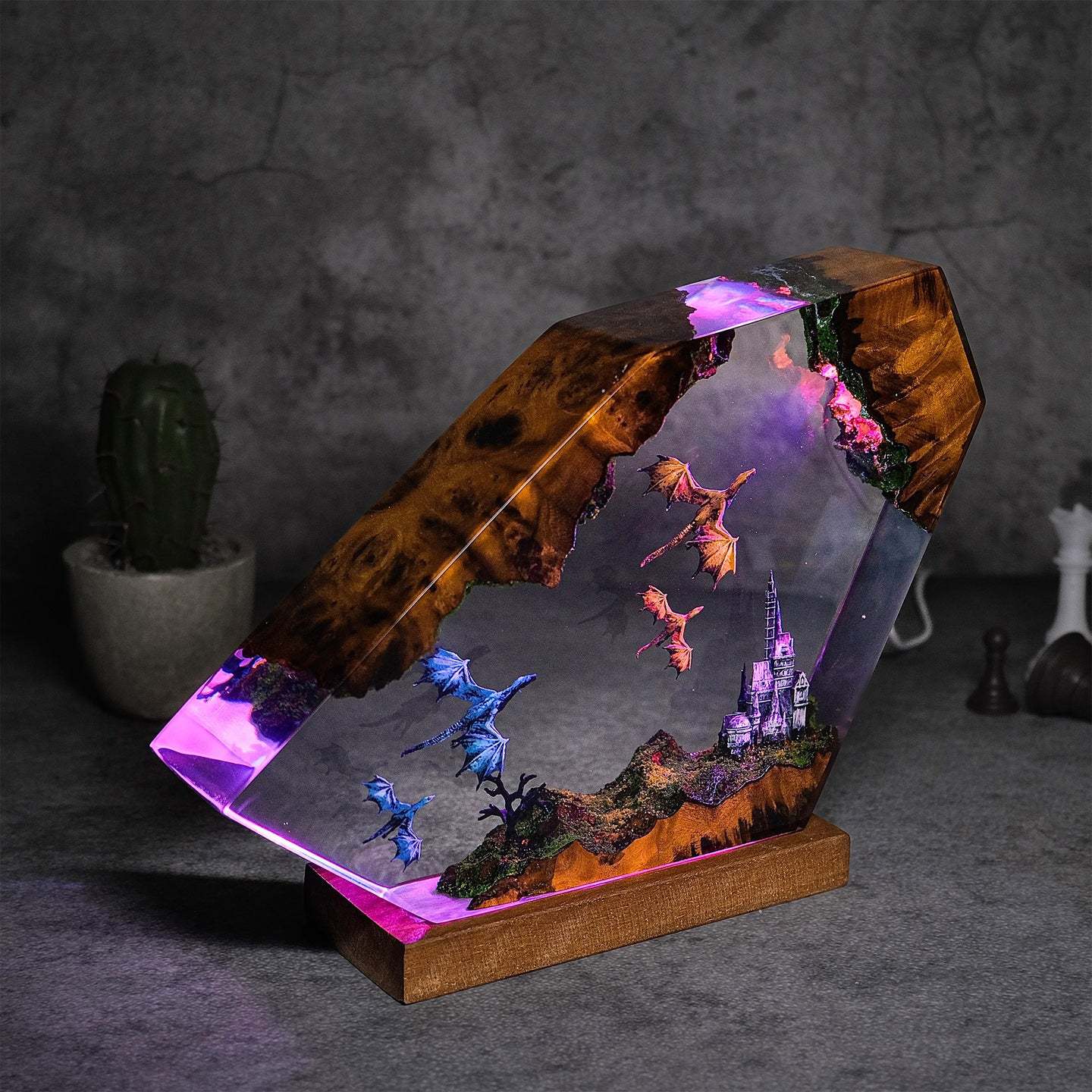 Dragon Castle Resin Lamp