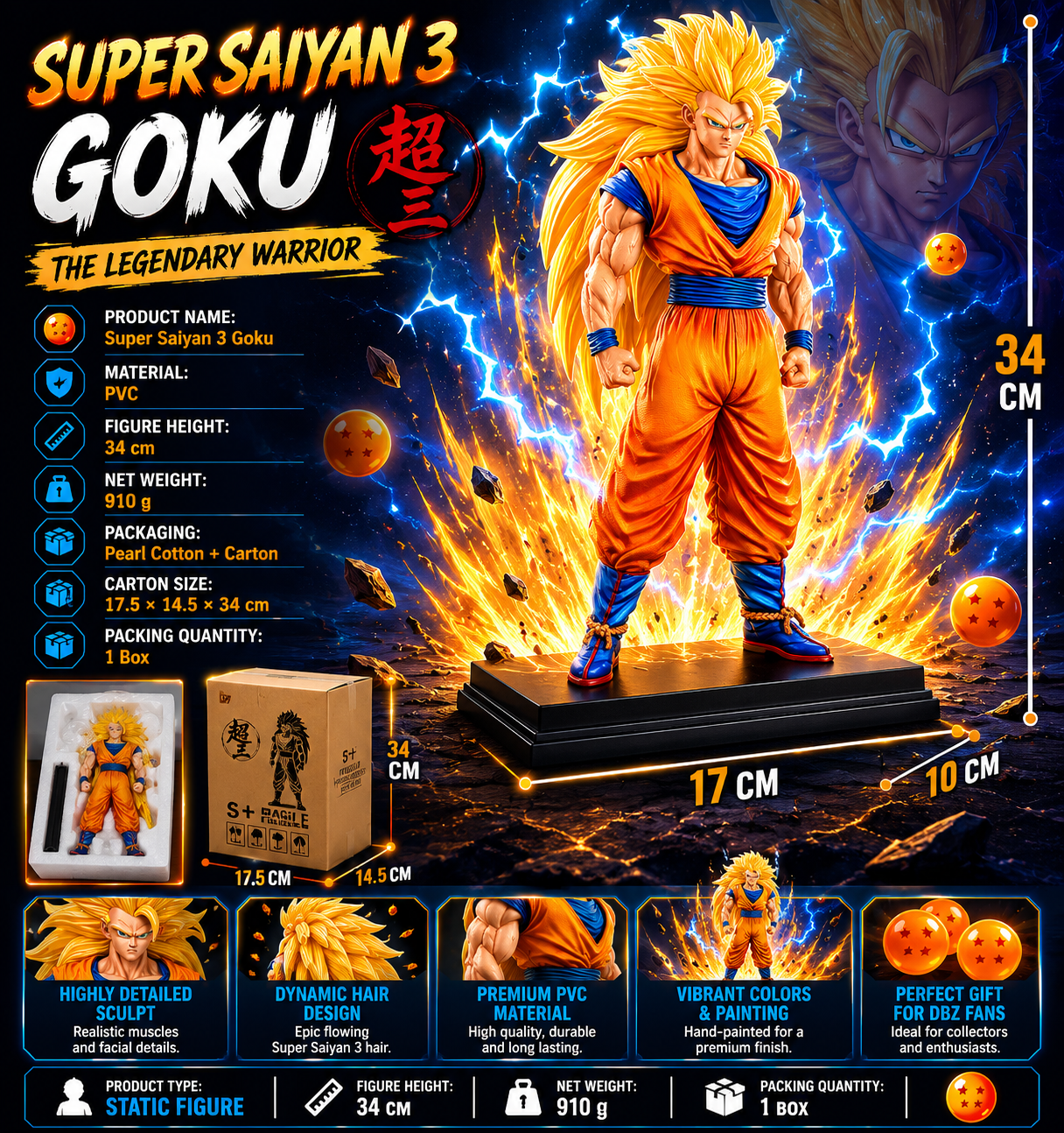 Dragon Ball Super Saiyan 3 Goku Figure