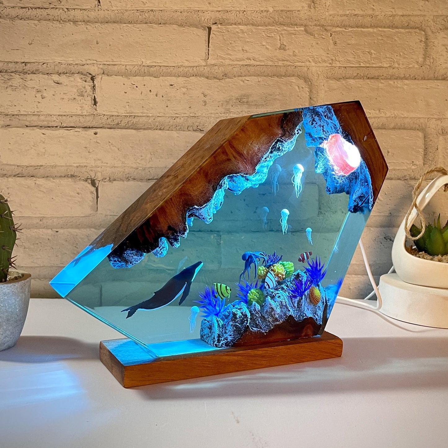 Whale & Jellyfish Resin Lamp