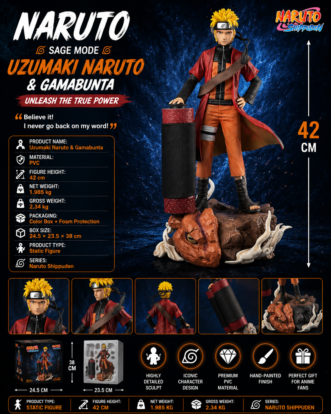 Naruto Sage Mode Figure with Gamabunta