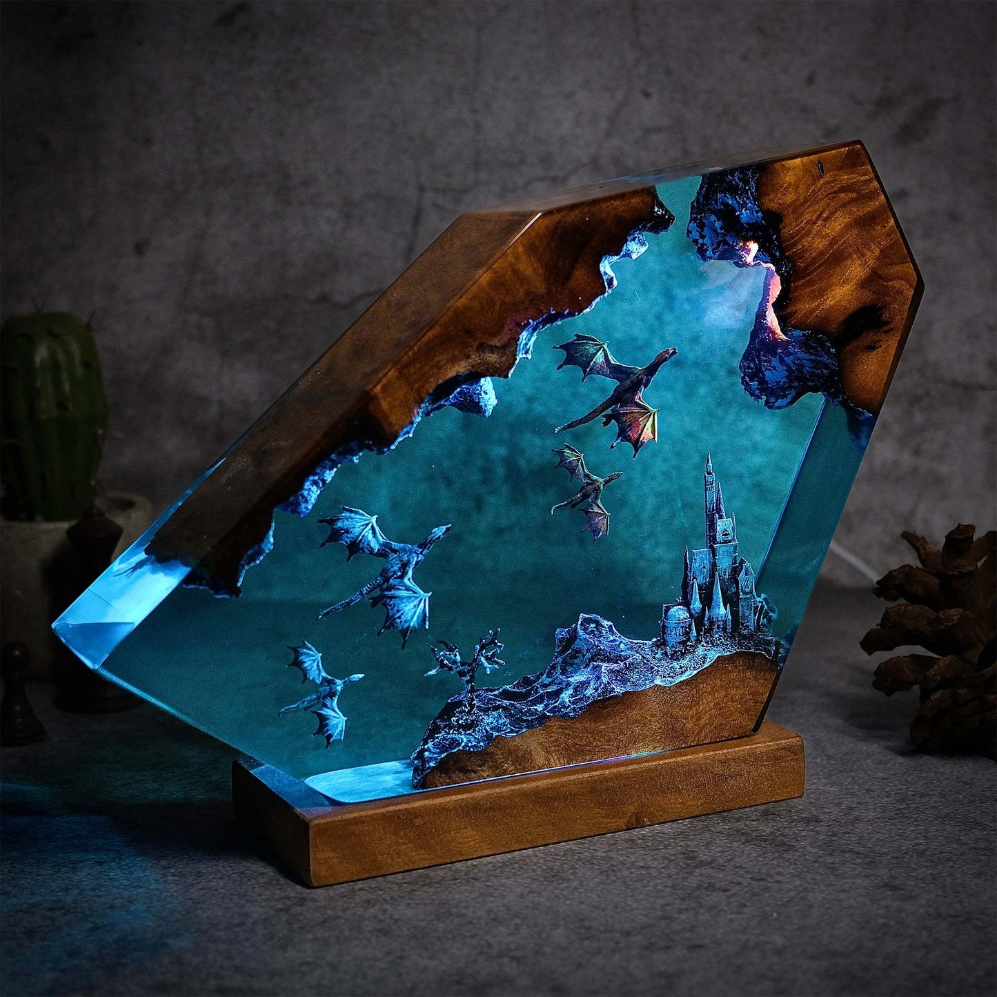 Dragon Castle Resin Lamp