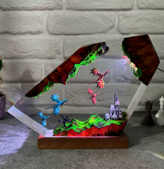 Dragon Castle Resin Lamp