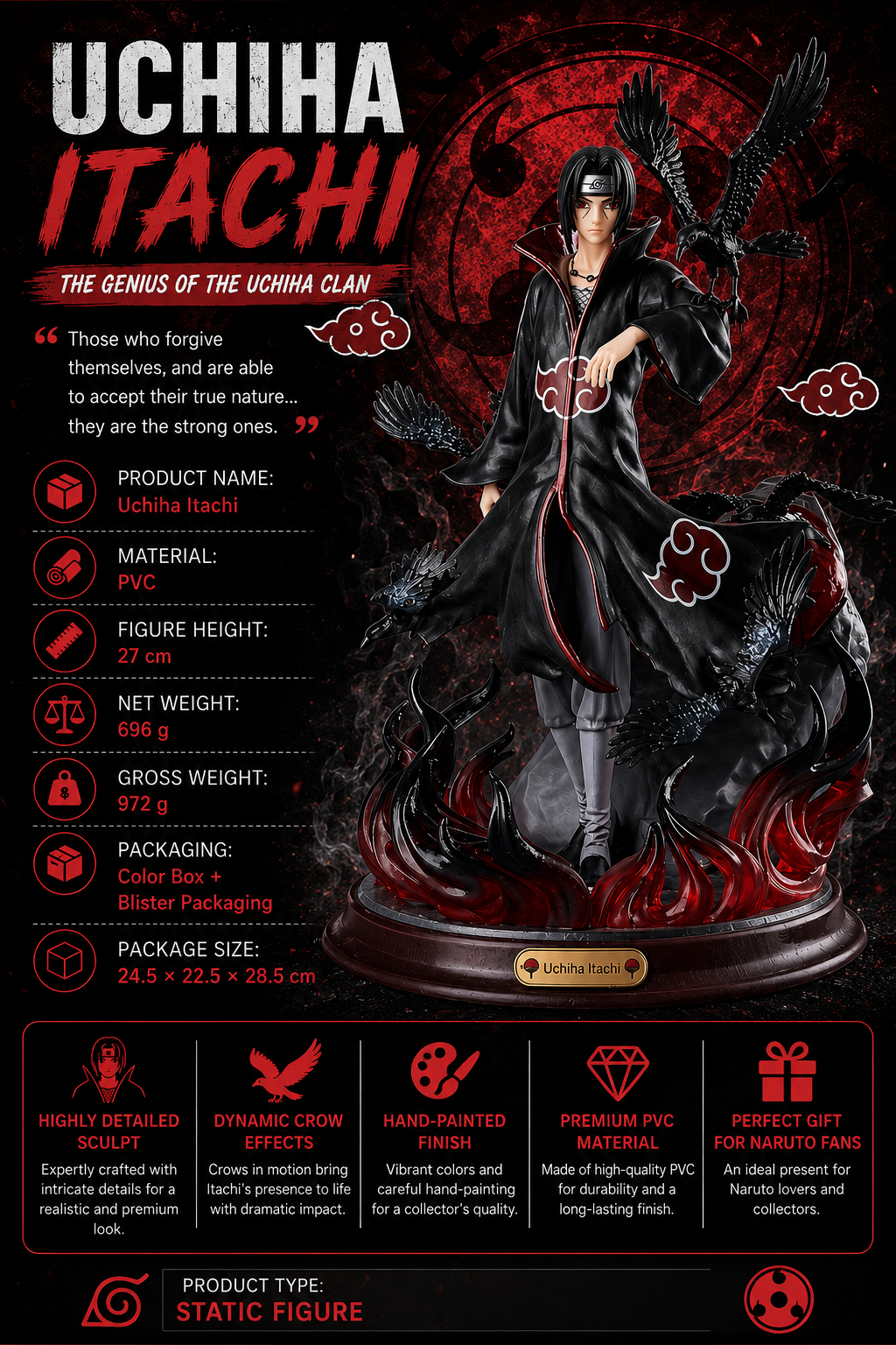 Naruto Uchiha Itachi Figure – Akatsuki Clan Master Collector Statue